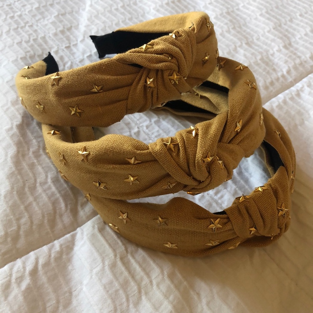 MOVING SALE NEW: Mustard Headband With Gold Star Studs